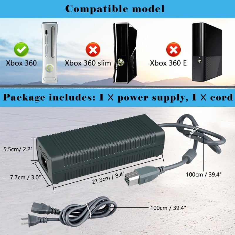 OSTENT محول طاقة 100-240V 203W مع قابس أمريكي لجهاز Microsoft Xbox 360 - Image 2